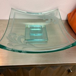 Gunther Luna Art Glass plate and stand